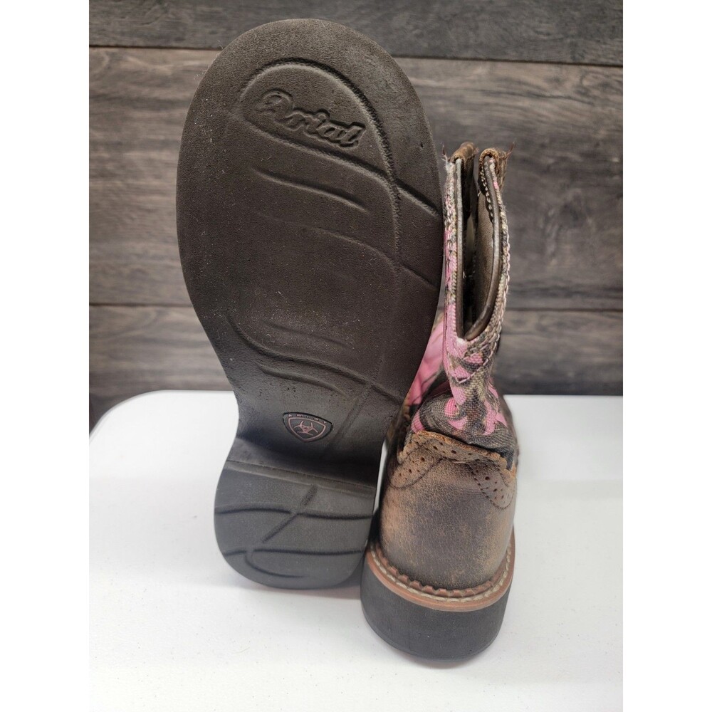 Ariat Fatbaby 10015055 Cowgirl Brown Leather Pink Camo Boots Women’s Size 7 B - Picture 6 of 7